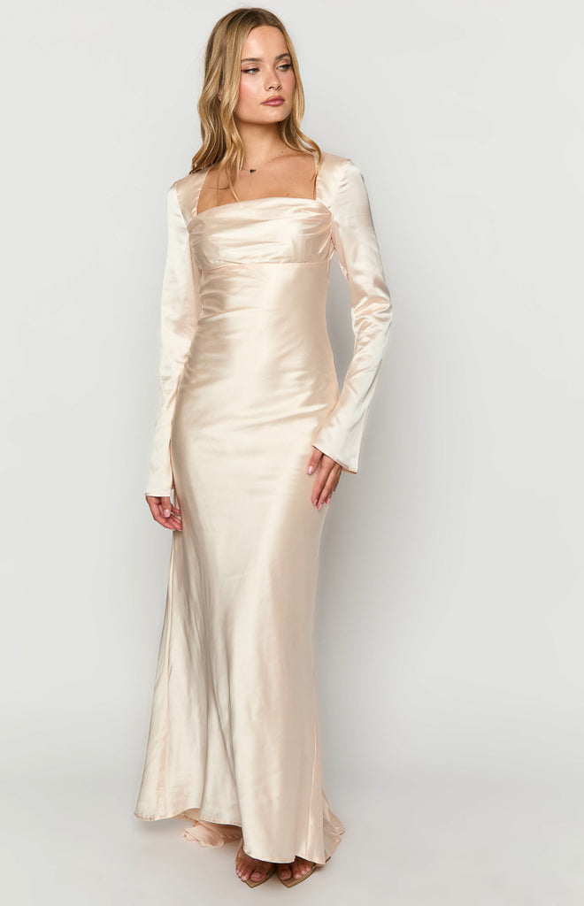 Addina Cream Long Sleeve Maxi Dress – Beginning Boutique