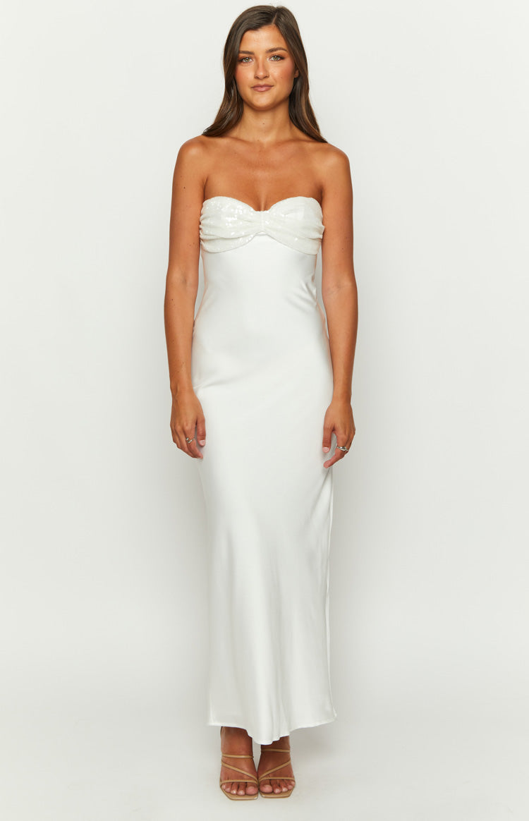 Collective Dress - Ashley White Sequin Formal Maxi Dress image 1