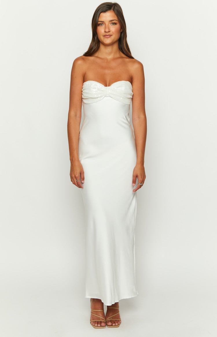 Shop Formal Dress - Ashley White Sequin Formal Maxi Dress featured image