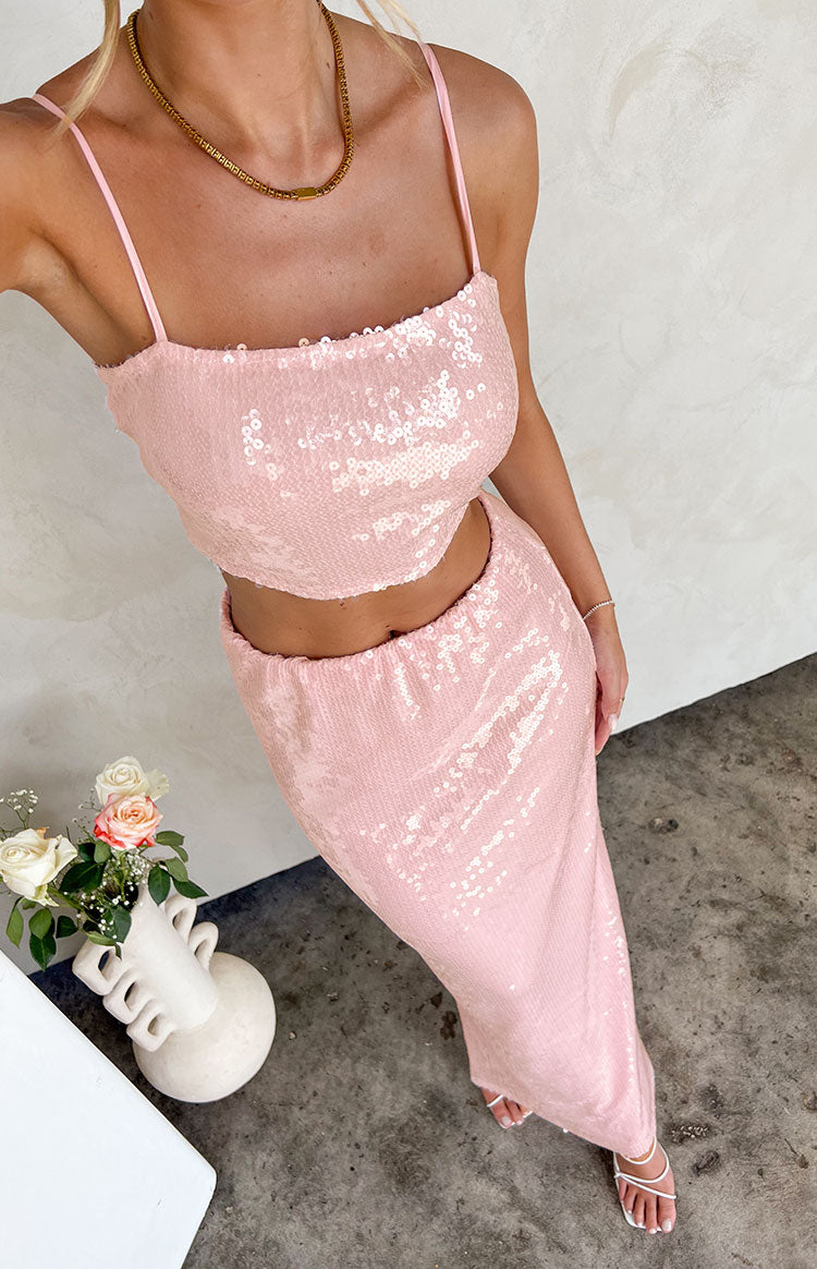 Bellah Pink Sequin Maxi Skirt Image