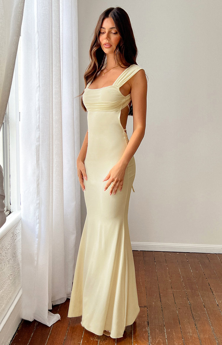 Beverley Cream Mesh Maxi Dress - View 5 | Shop Formal Dress
