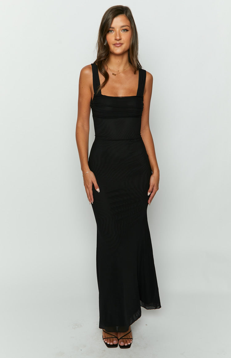 Beverley Black Mesh Maxi Dress - View 1 | Shop Formal Dress
