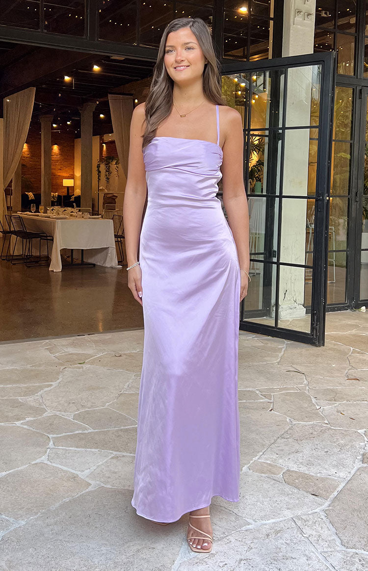 Blaise Lilac Satin Maxi Dress - View 5 | Shop Formal Dress
