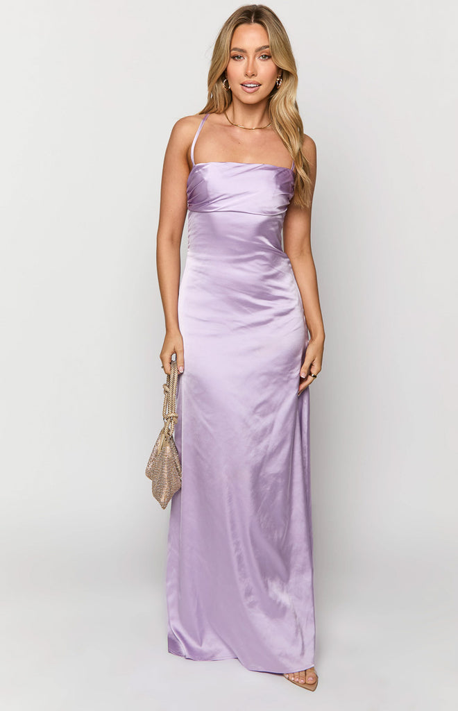 Pistache Maxi Linen Shirt Dress - Lilac