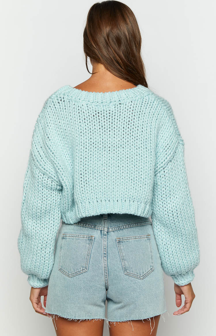 Cloudy Cloud Blue Knit Sweater Image