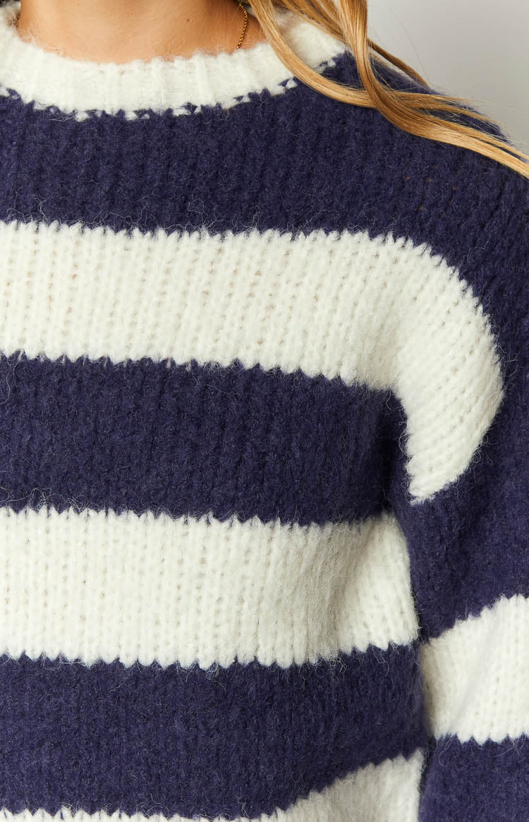Cotton Candy Navy Stripe Knit Jumper Image