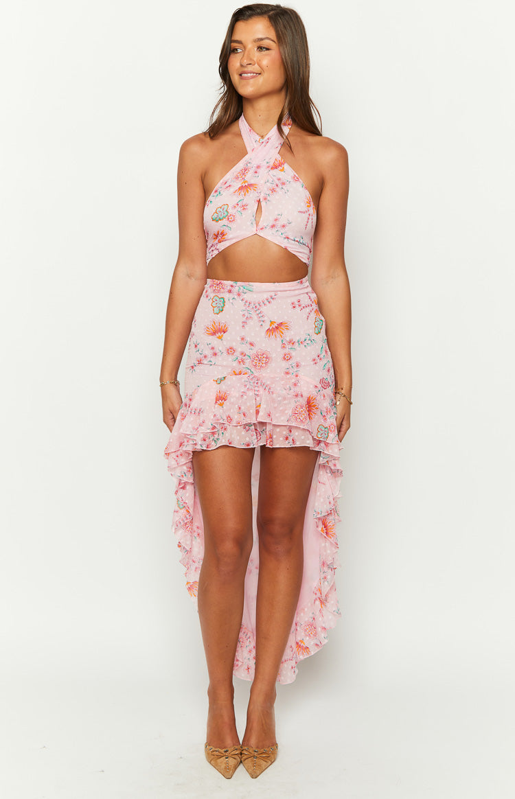 Elijah Pink Floral Maxi Skirt Image