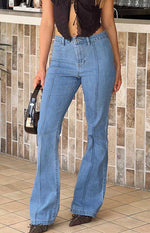 Elowen Mid Wash Flared Denim Jeans Image