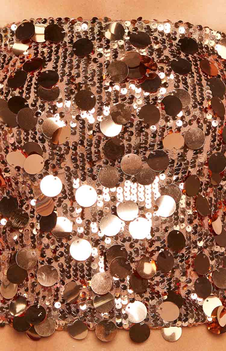 Collective Tops - Emiko Bronze Sequin Crop Top fourth image