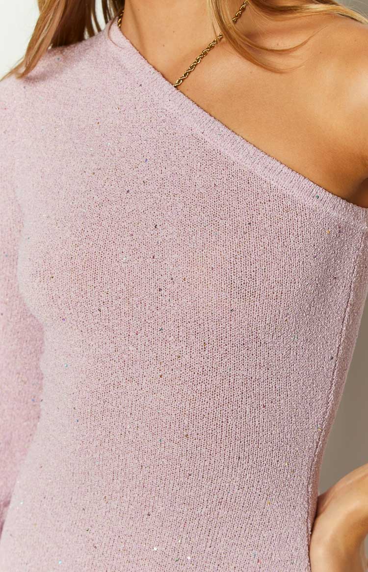 Forever Young Pink Knit One Shoulder Mini Dress Image