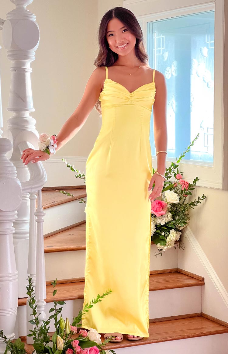 Beginning Boutique Yellow And Grey Maxi Dress Honey Yellow Maxi