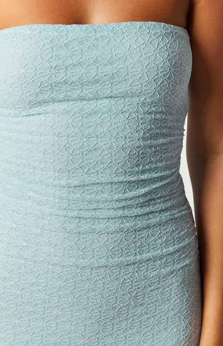 Imogen Blue Lace Strapless Maxi Dress Image