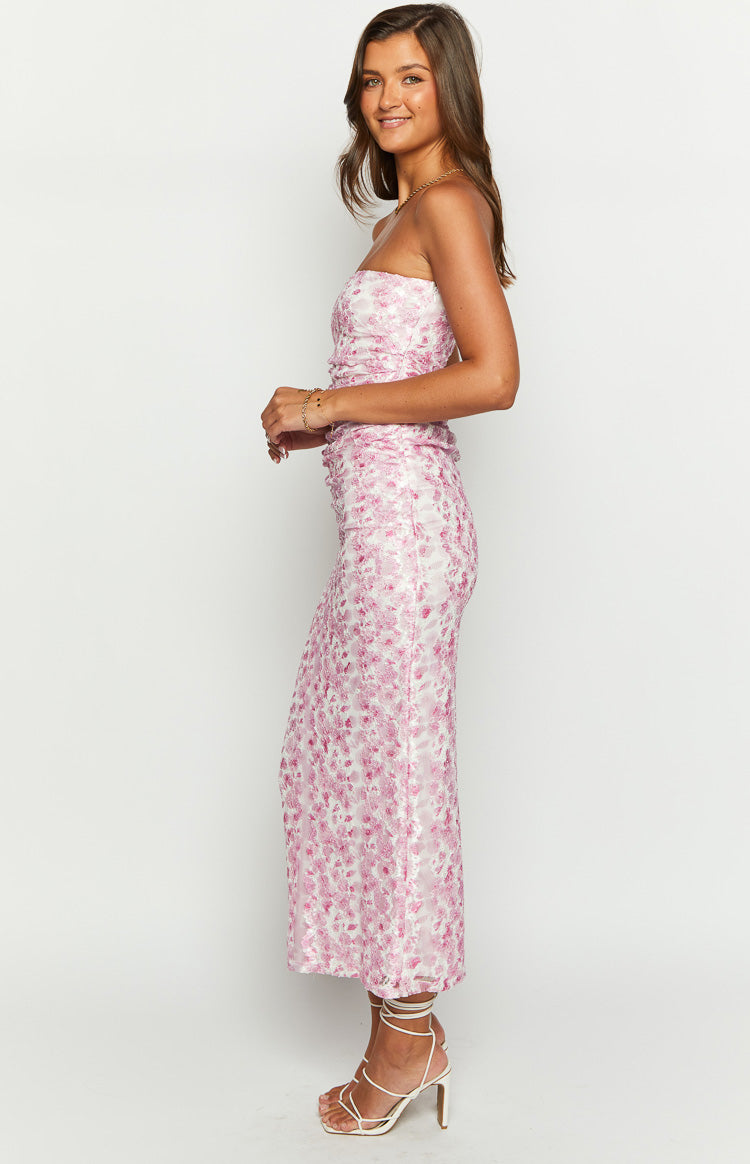 Collective Dress - Imogen Pink Floral Print Strapless Maxi Dress image 2