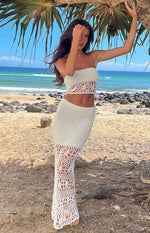 Indio White Crochet Maxi Skirt Image