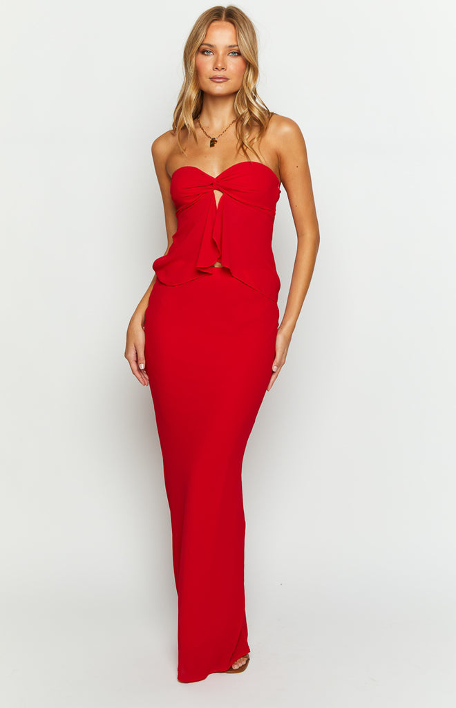 Jacqulin Red Maxi Skirt Beginning Boutique