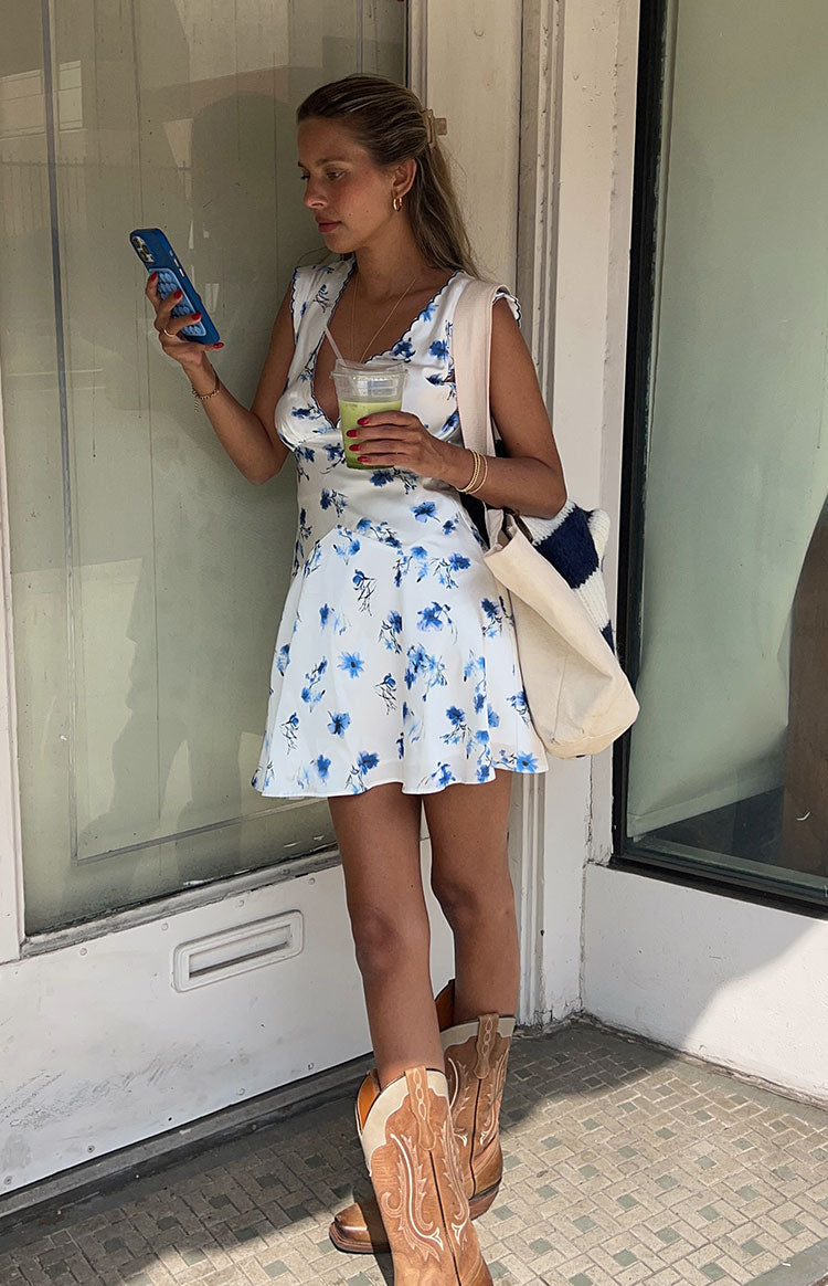 floral mini dress australia Jamela Blue Floral Mini Dress