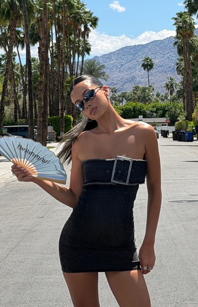 strapless black denim dress Dark Wash Denim Dress - Strapless Denim Dress - Denim Midi Dress