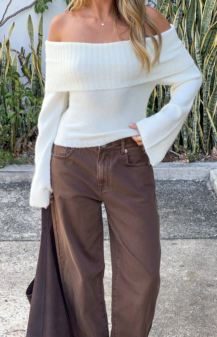 Joey Cream Off Shoulder Sweater | Beginning Boutique AU