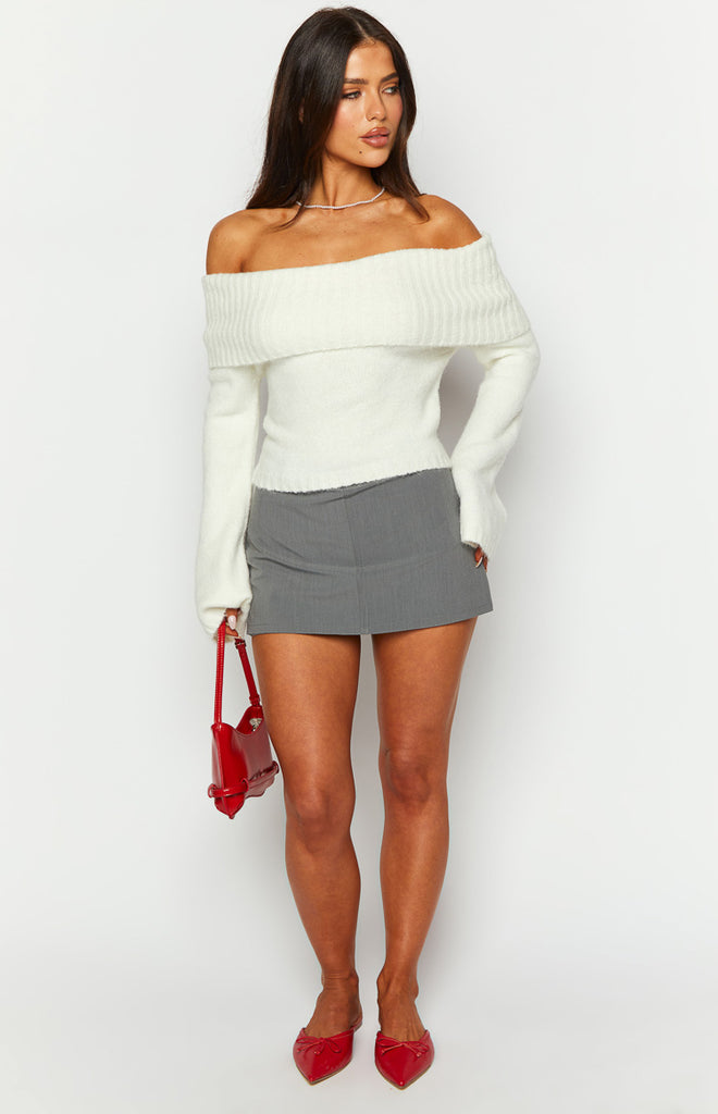 Joey Cream Off Shoulder Sweater – Beginning Boutique