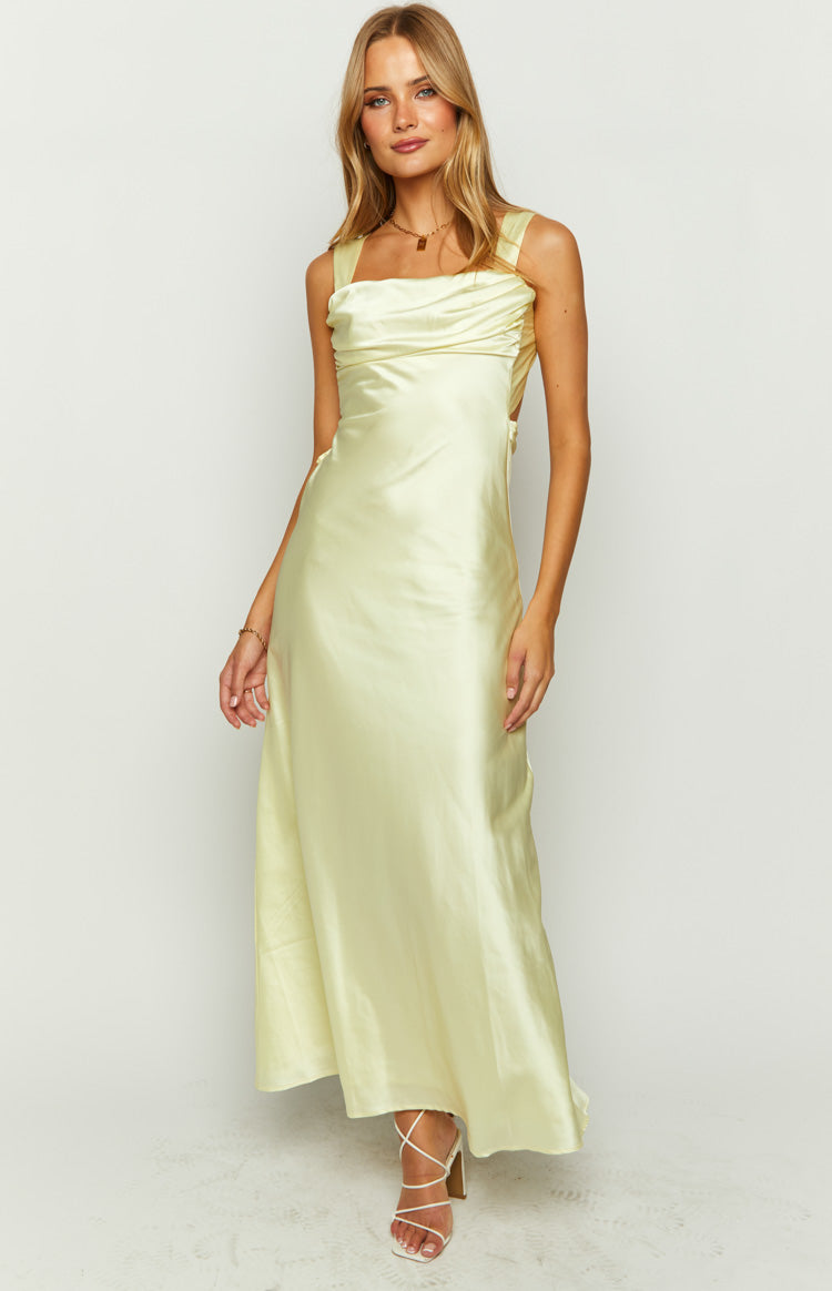 Collective Dress - Laria Yellow Satin Formal Maxi Dress image 1