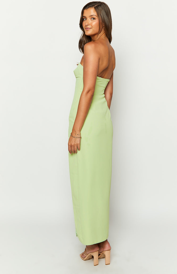 Shop Formal Dress - Lenora Green Strapless Maxi Dress third image