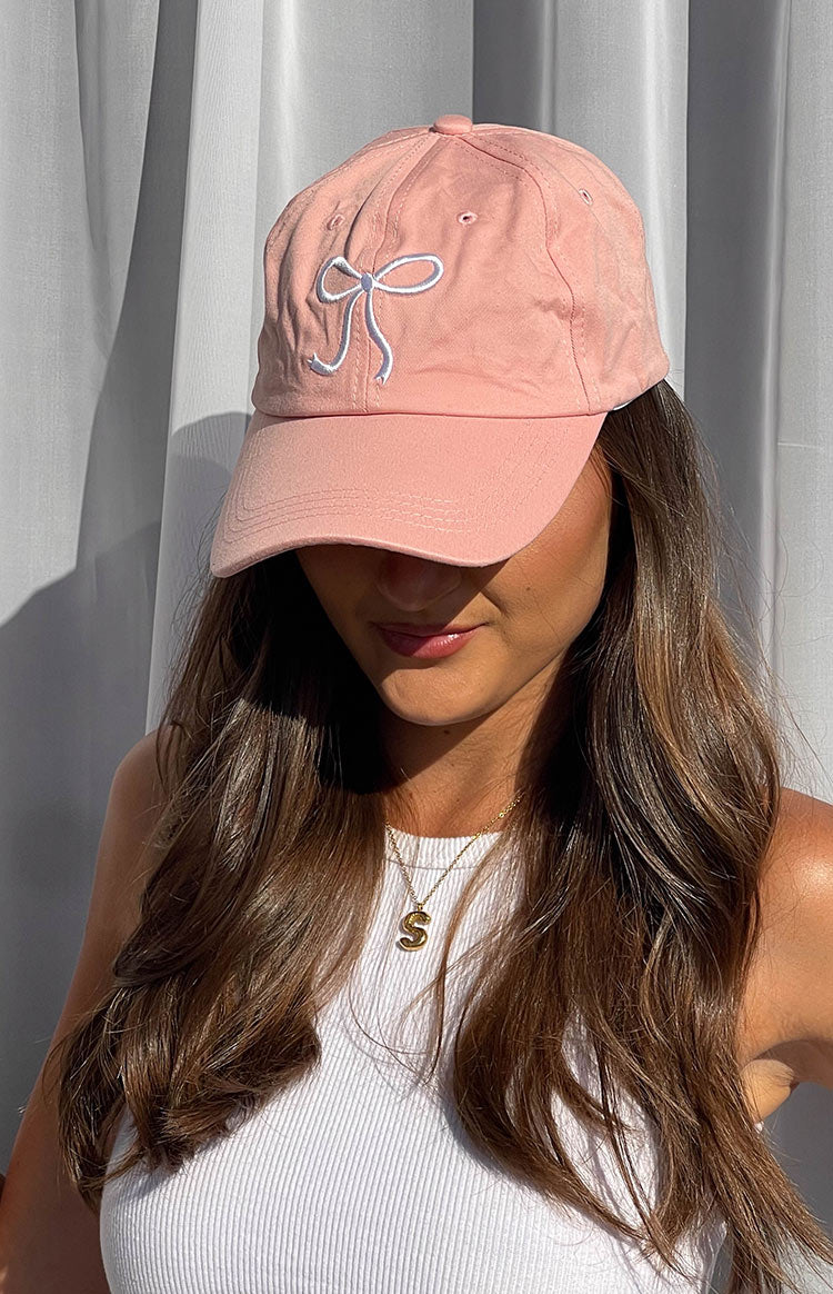 Liora Pink Embroidered Bow Baseball Cap Beginning Boutique AU