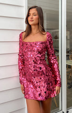 Marienne Pink Sequin Long Sleeve Mini Dress Image