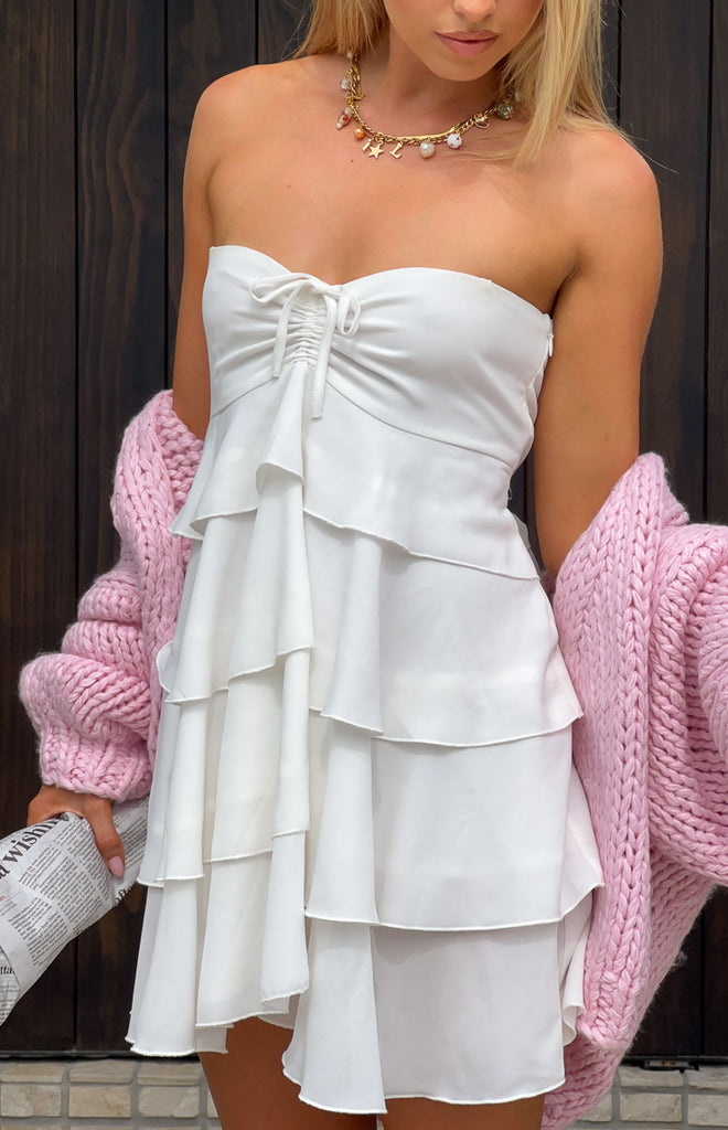 Firelight Strapless Mini Dress White