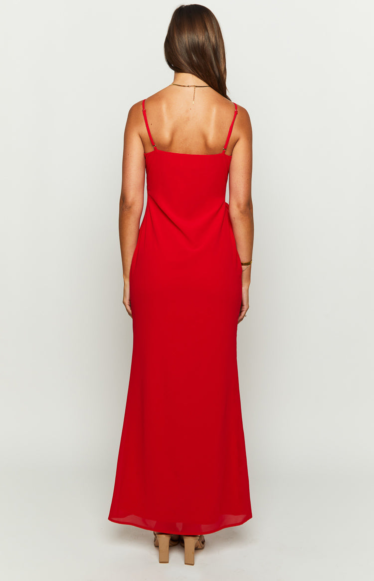 Shop Formal Dress - Nahanee Red Ruffle Maxi Dress third image