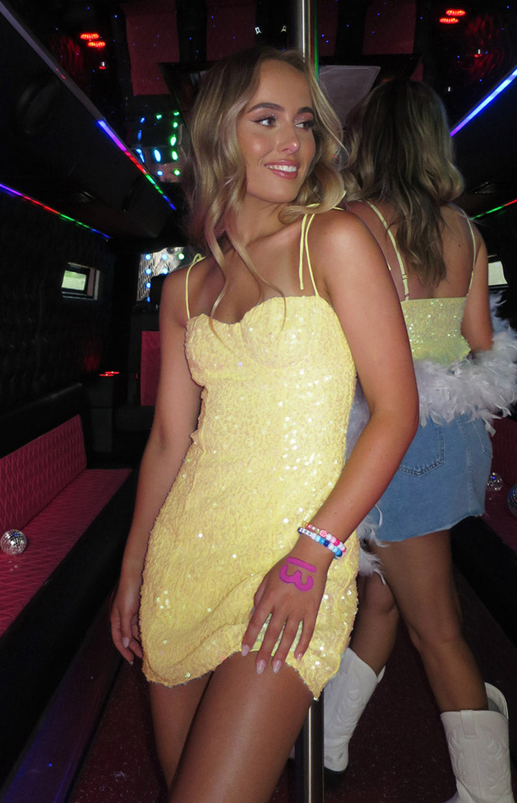 Penny Lane Yellow Sequin Mini Dress | Beginning Boutique AU