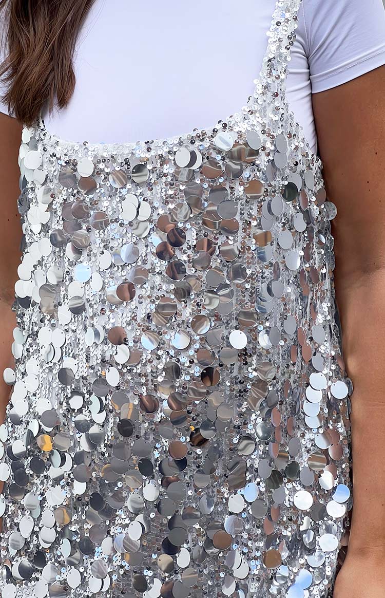 Priya Silver Sequin Mini Dress Image