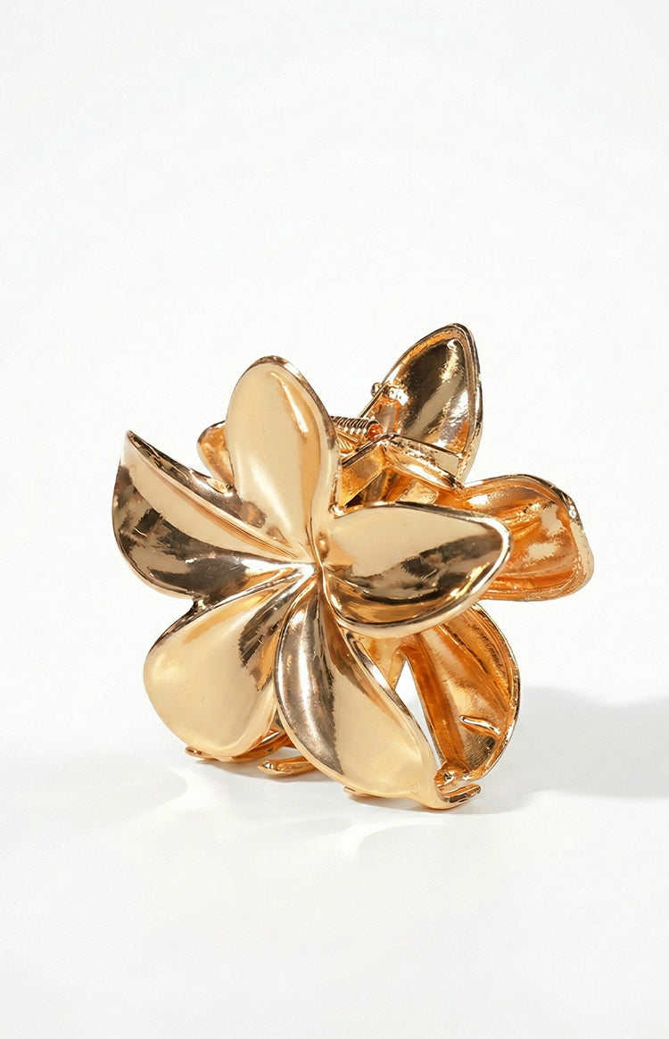 Beginning Boutique Quinny Gold Metal Flower Claw Clip (FREE over $220) shiny gold metal flower shaped claw clip