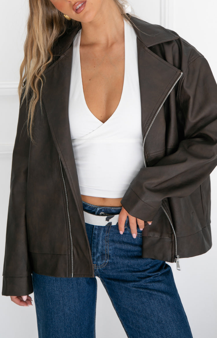Never Possible Pu Jacket Chocolate