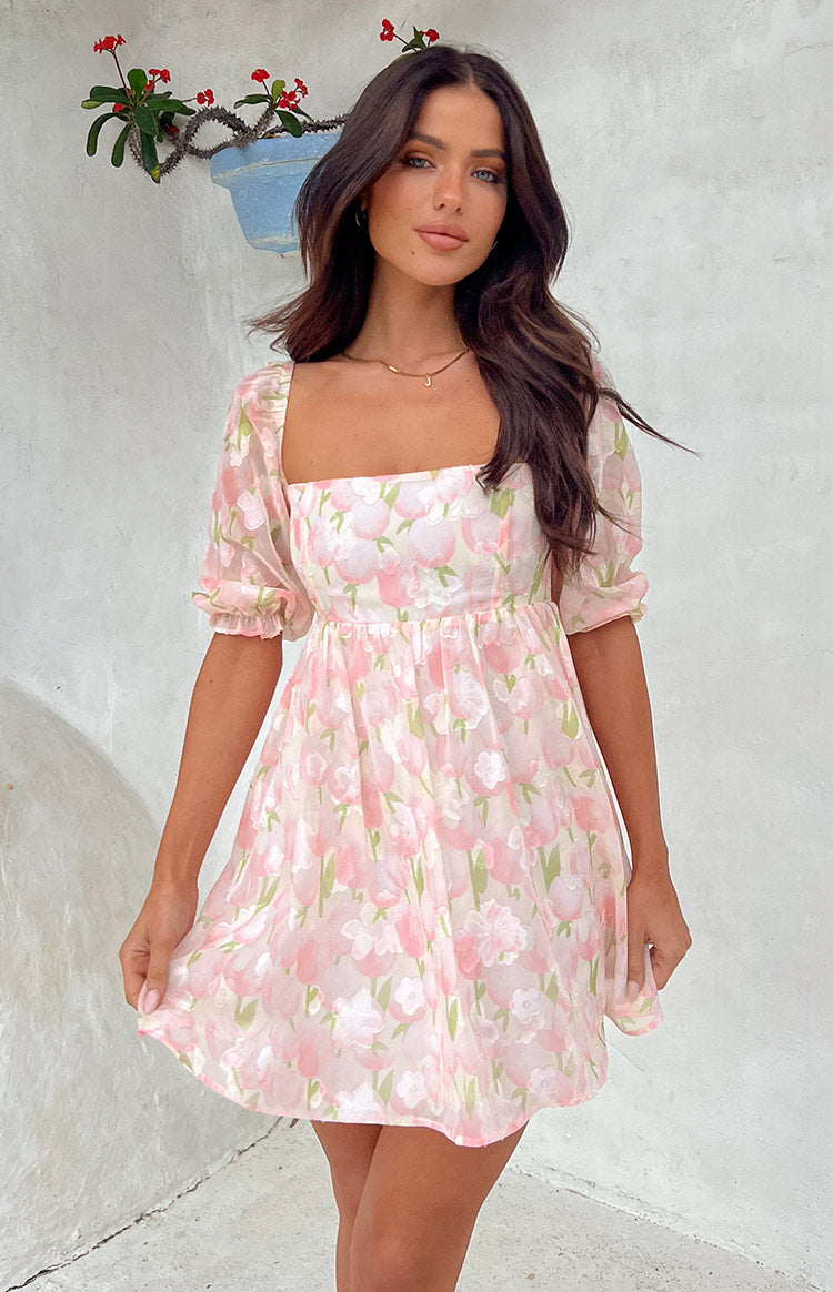 Rubi Pink Floral Babydoll Mini Dress Beginning Boutique AU