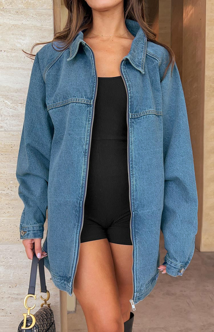 Sally Blue Oversized Denim Jacket - Main Image