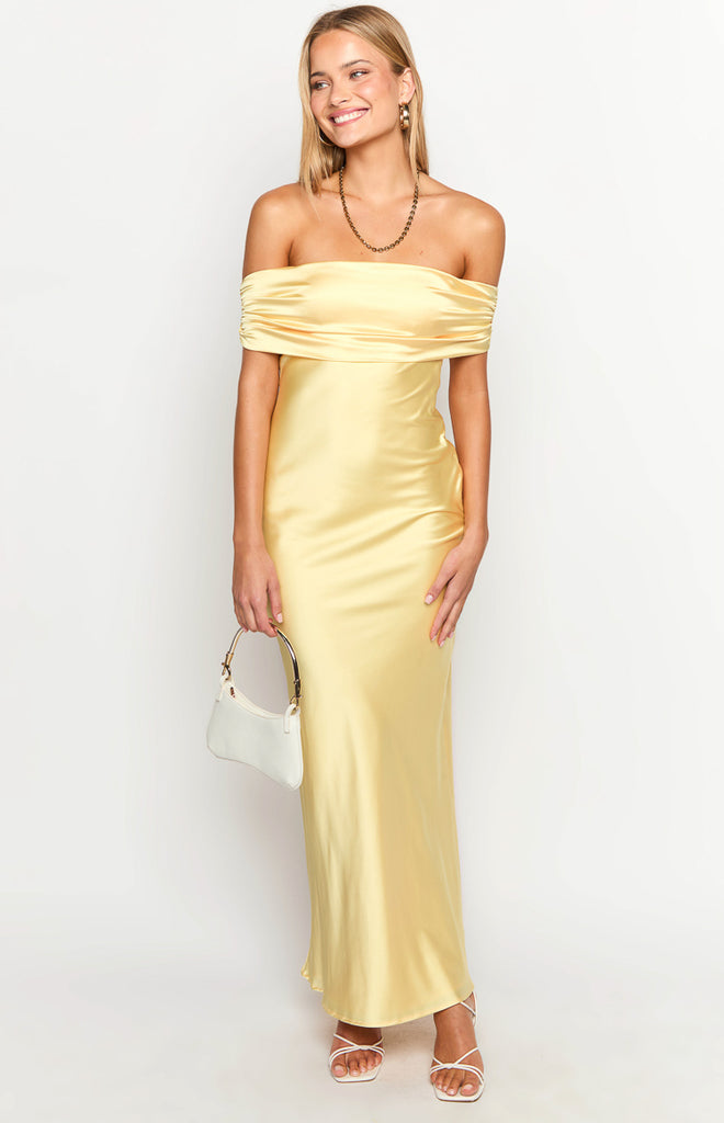 Charlote - Off Shoulder Yellow Maxi Dress