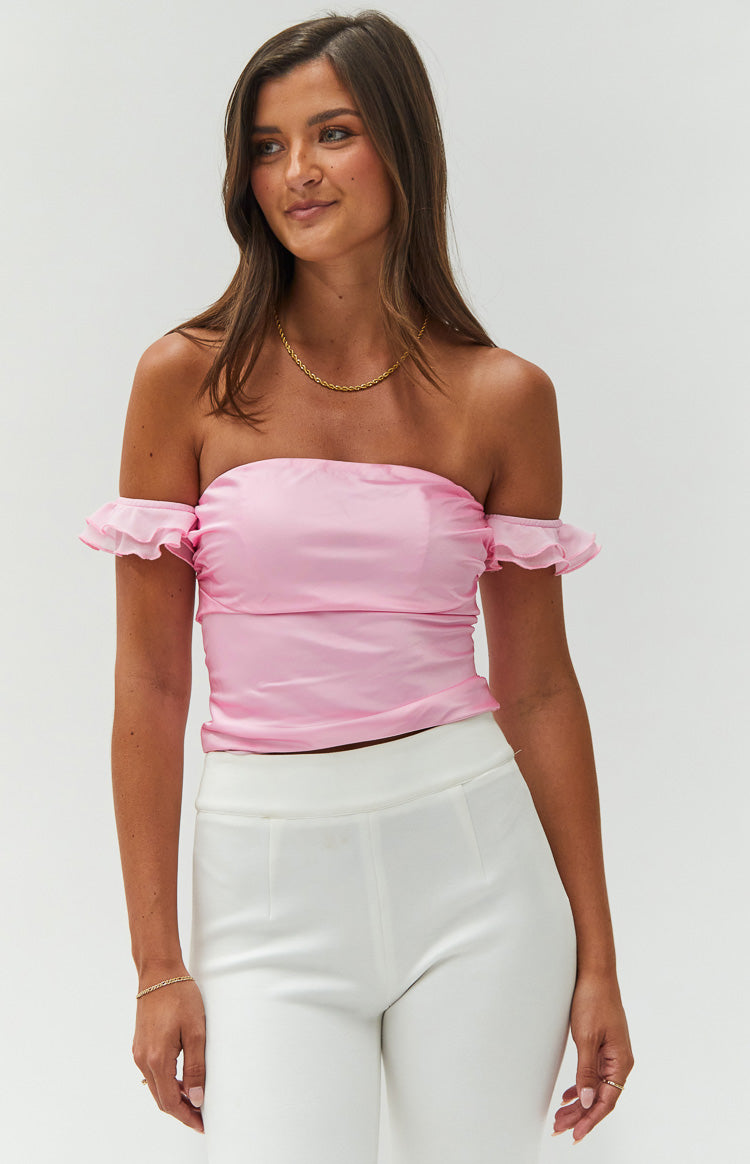 Silvia Pink Satin Crop Top | Beginning Boutique AU