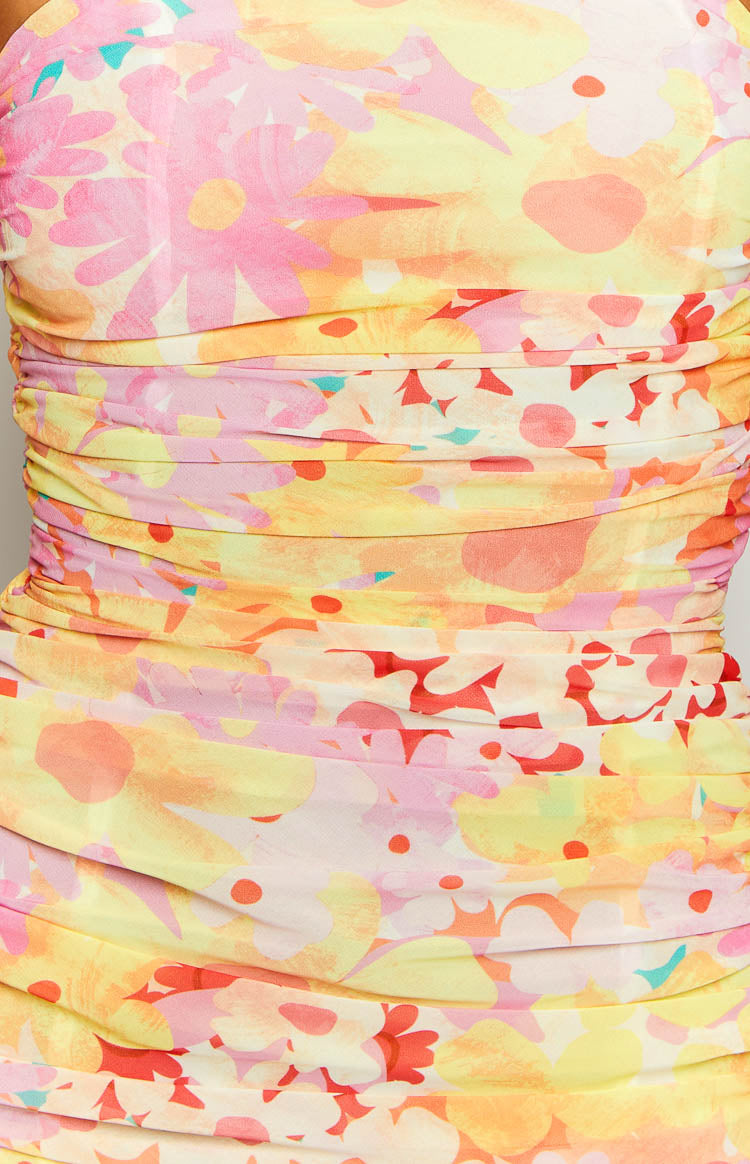 Sinclair Yellow Floral Print Strapless Maxi Dress Image
