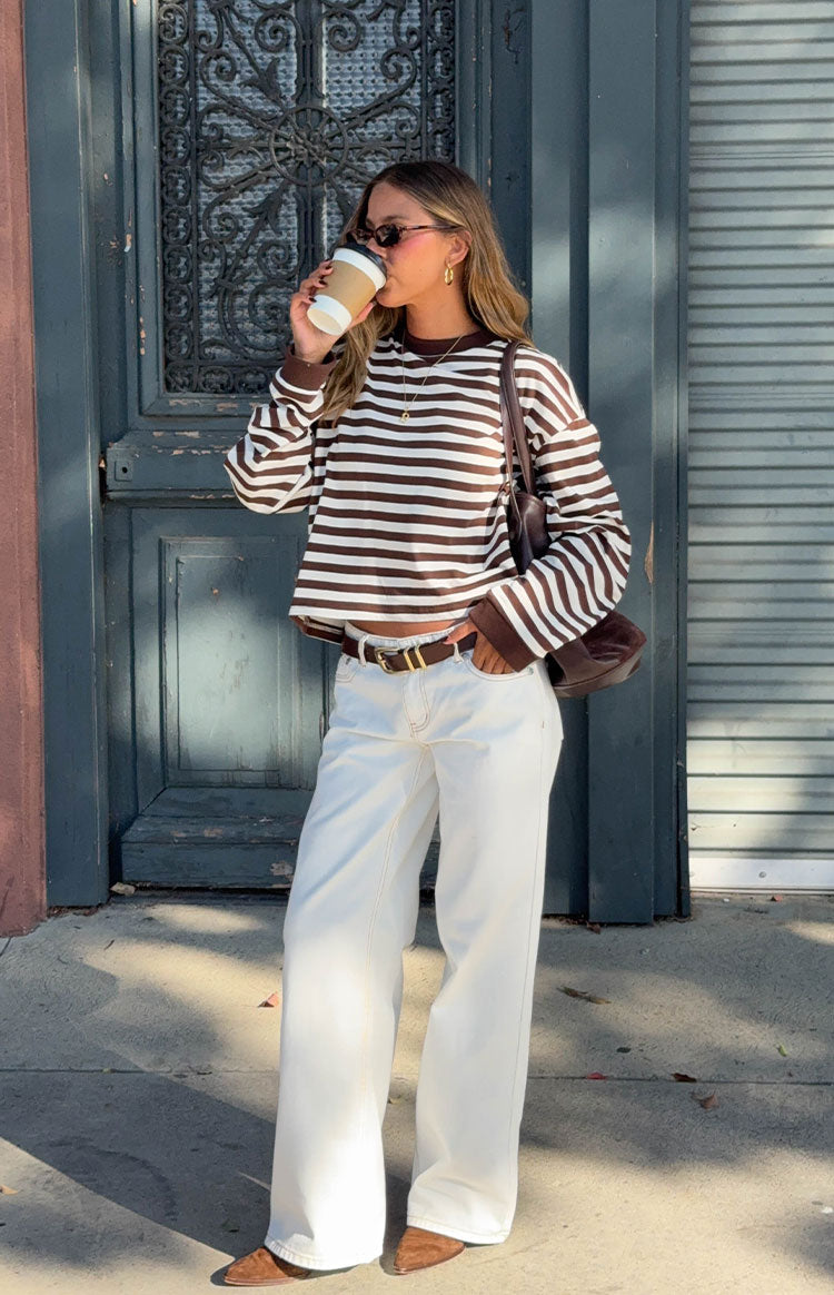 So Breezy Chocolate Stripe Long Sleeve Top - PRE ORDER | Beginning