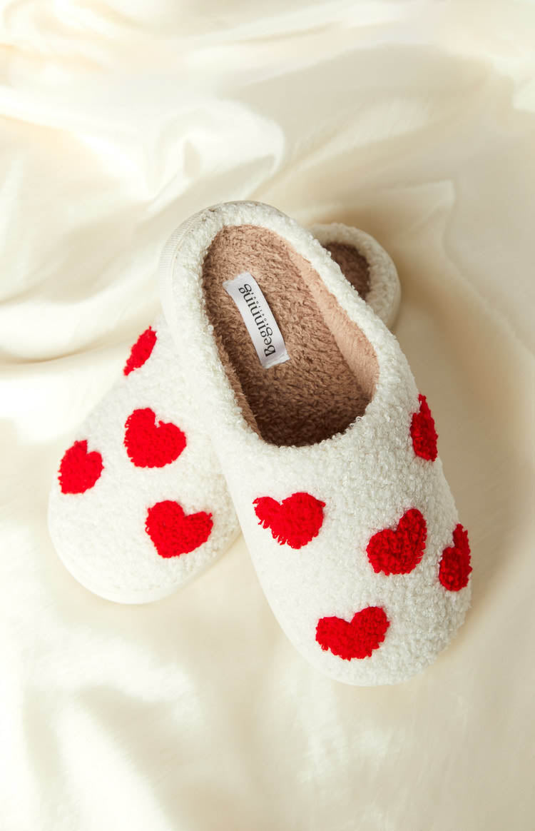 Sweetheart Sole White Love Heart Slippers (FREE over $250) Image
