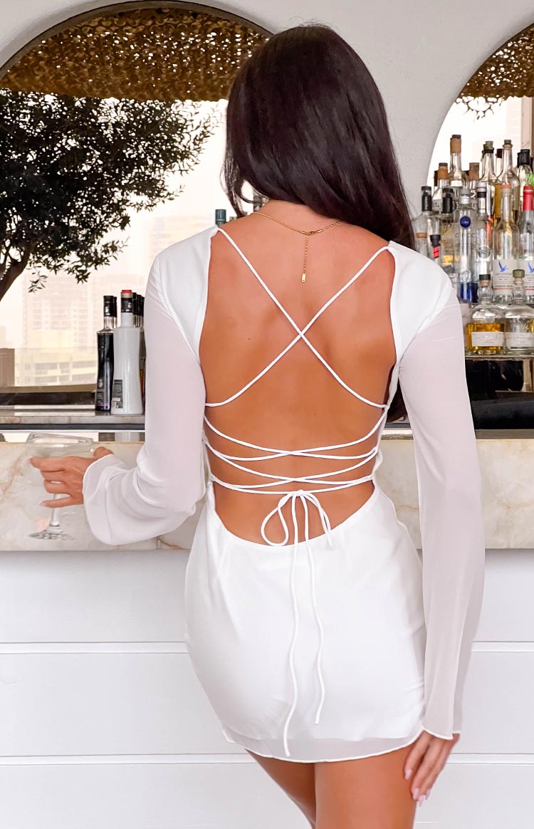 Tala White Long Sleeve Mini Dress | Beginning Boutique AU Tala White Long Sleeve Mini Dress | Beginning Boutique AU