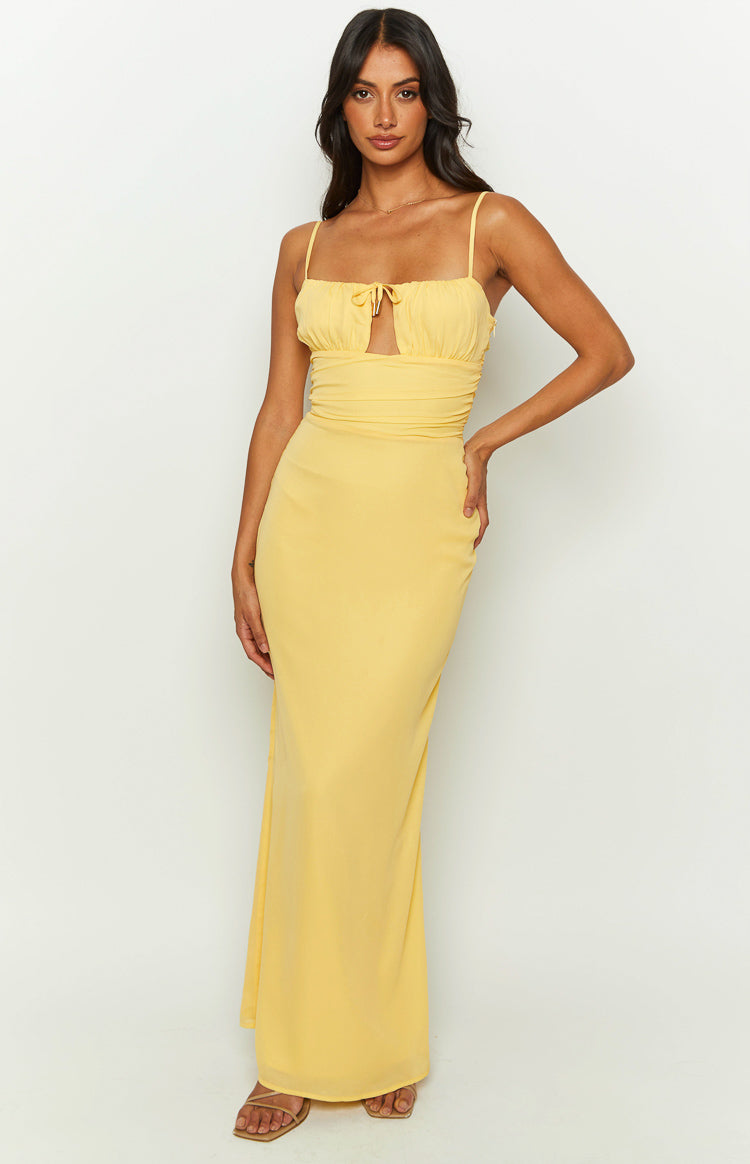 Yitra Yellow Chiffon Maxi Dress Image