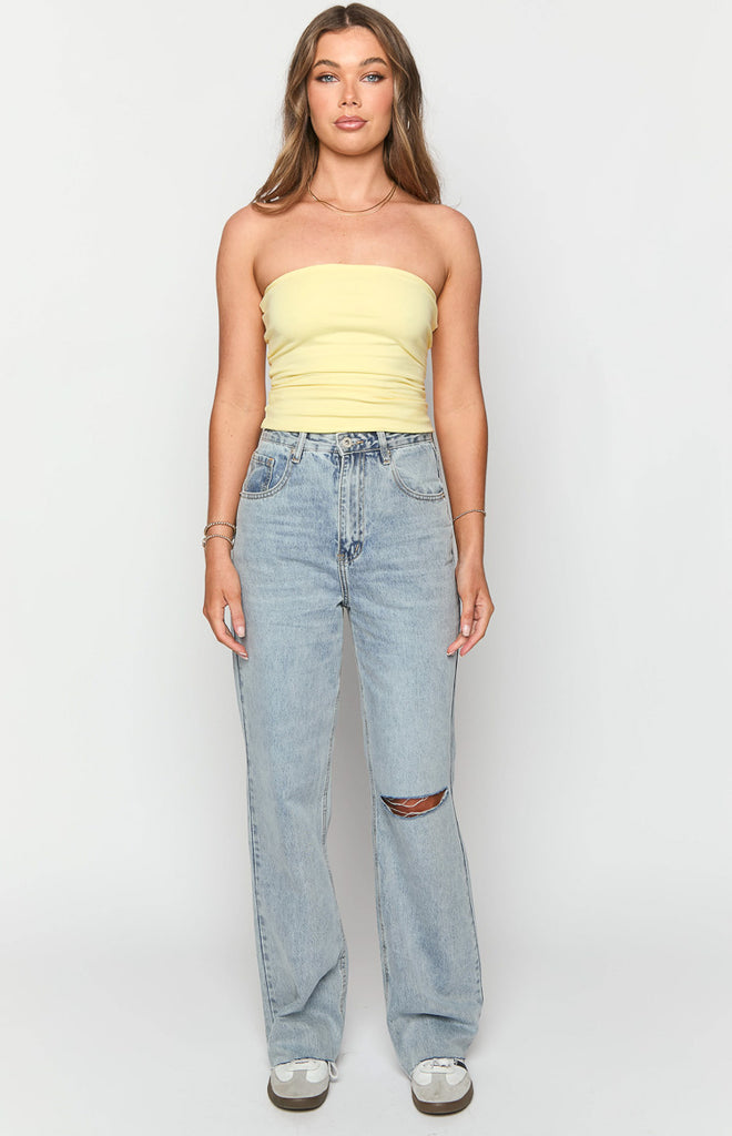 Light Wash Release Hem Denim Jeans