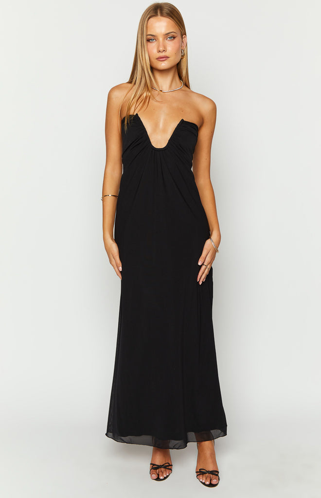 Arlise Strapless Lace Maxi Dress Black