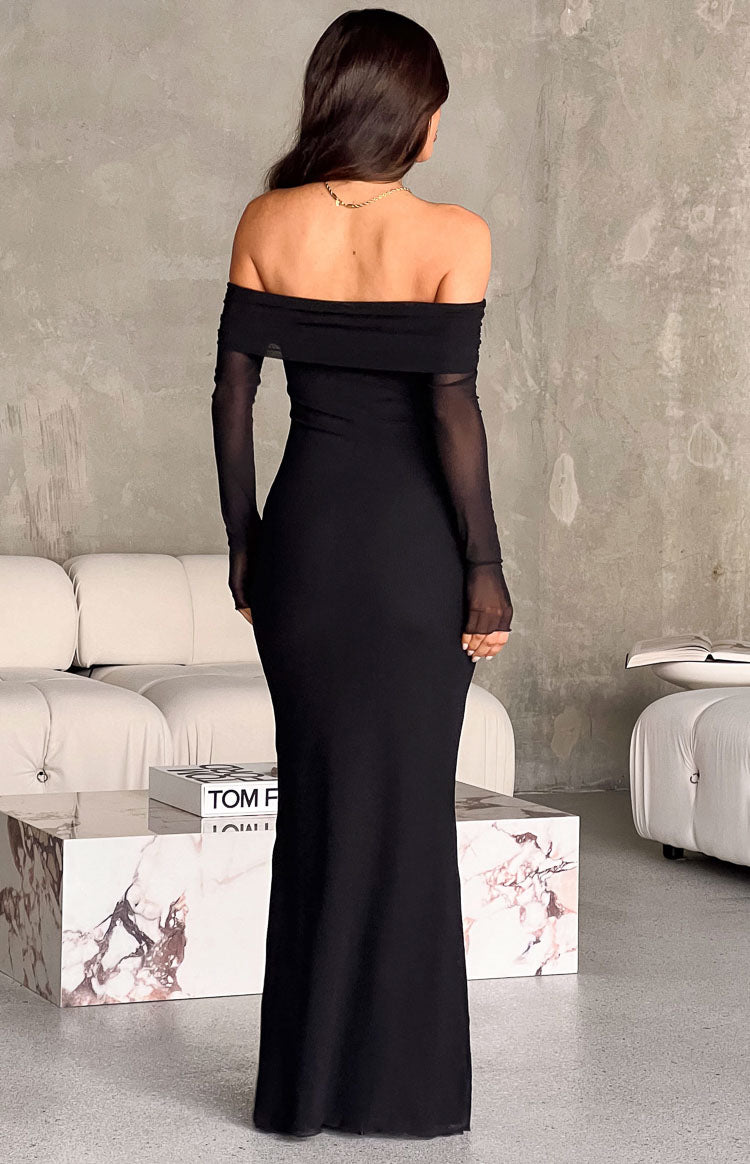 Coraline Black Long Sleeve Maxi Dress - View 5 | Shop Formal Dress