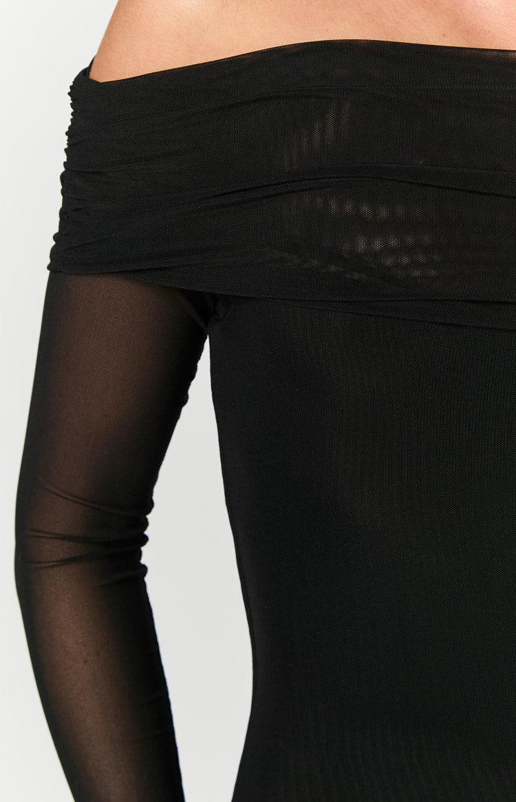 Coraline Black Long Sleeve Maxi Dress - View 3 | Shop Formal Dress