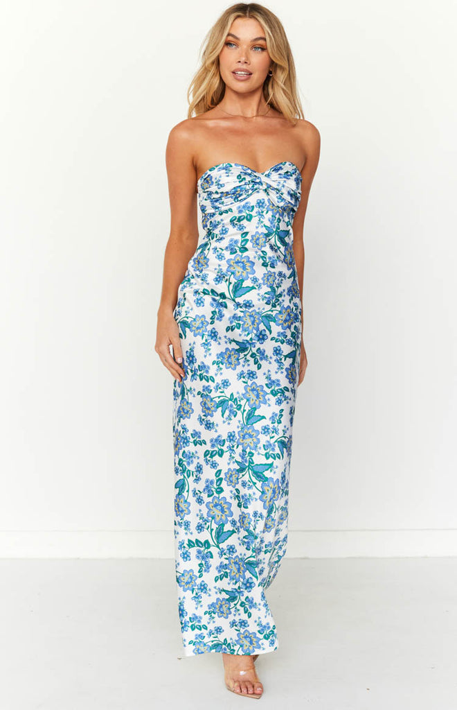 Ashley Blue Floral Formal Maxi Dress – Beginning Boutique