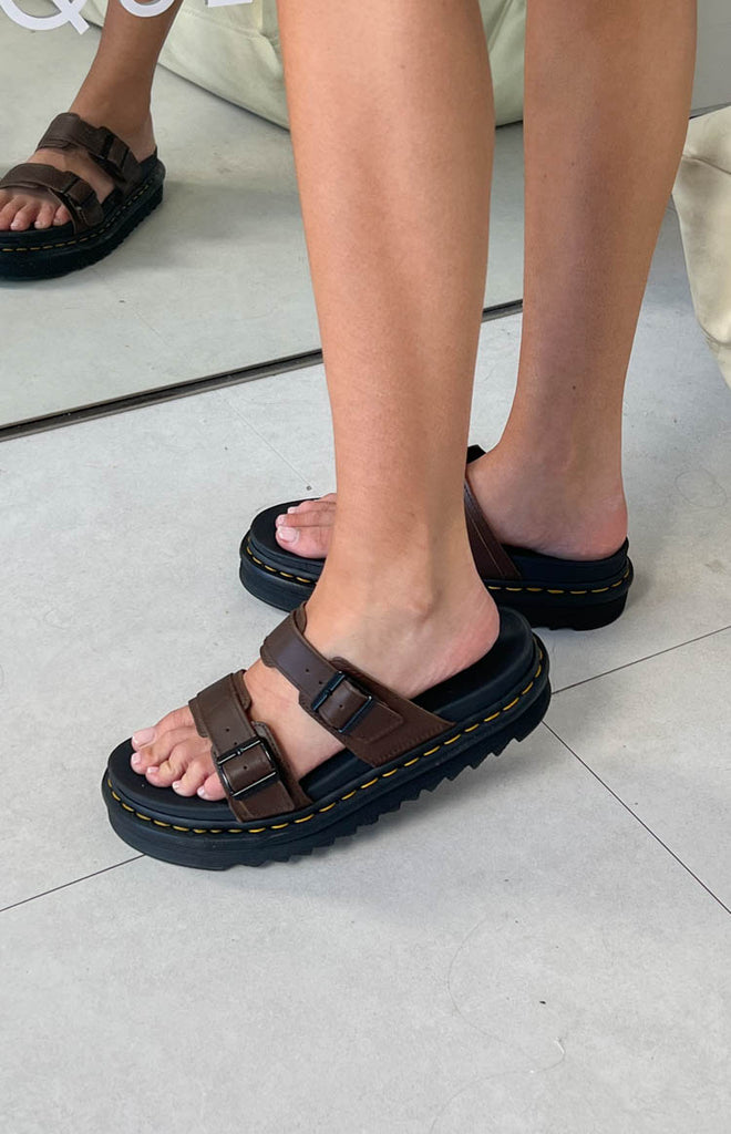 Dr. Martens Myles Slide Sandal Dark Brown Beginning Boutique