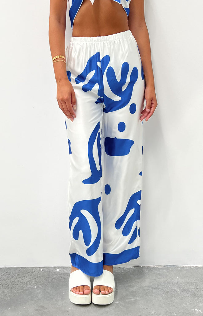 Dylan Blue Print Pants Beginning Boutique