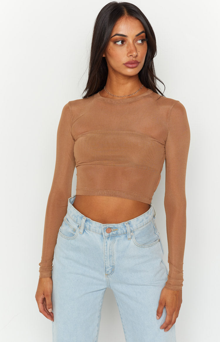 mesh long sleeve top